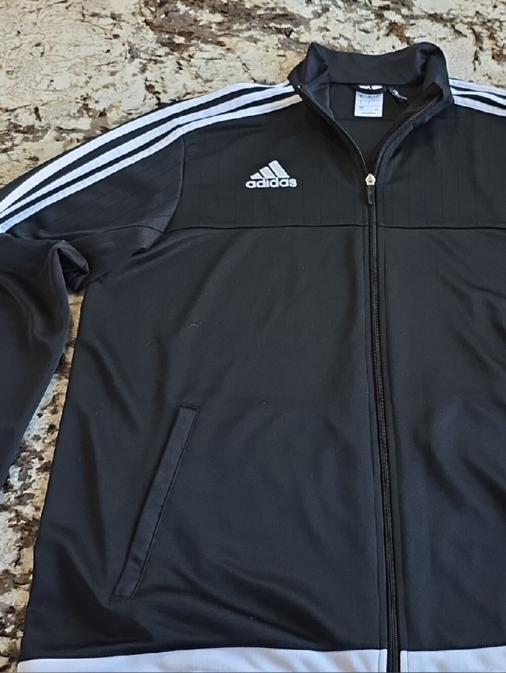 adidas Black Track Jacket with White Stripe Details